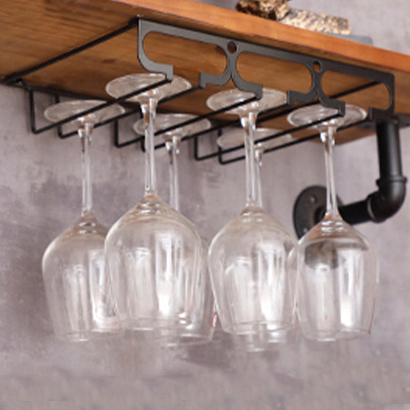 Metal Hanging Glass Rack Industrial Single Rail Glass & Stemware Holder