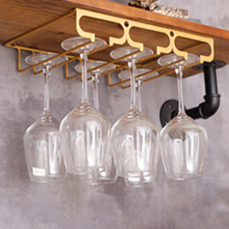 Metal Hanging Glass Rack Industrial Single Rail Glass & Stemware Holder