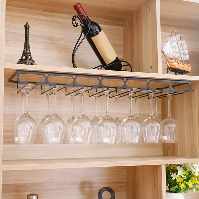 Metal Hanging Glass Rack Industrial Single Rail Glass & Stemware Holder