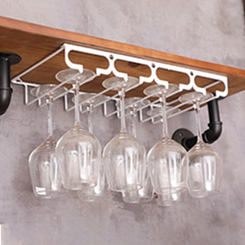 Metal Hanging Glass Rack Industrial Single Rail Glass & Stemware Holder