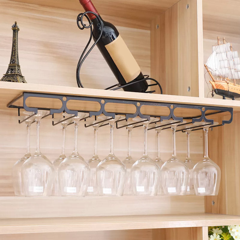 Metal Hanging Glass Rack Industrial Single Rail Glass & Stemware Holder