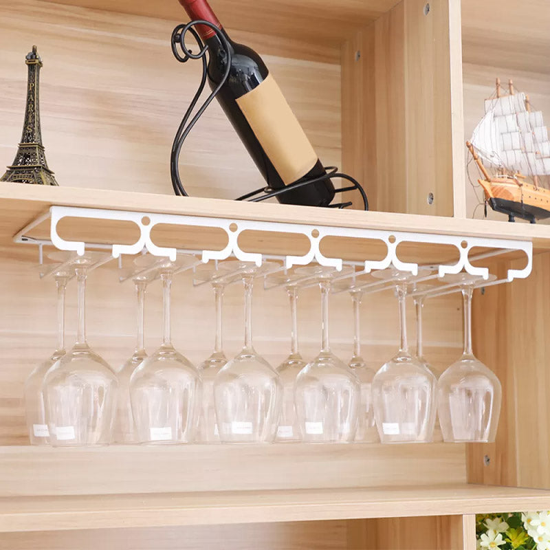 Metal Hanging Glass Rack Industrial Single Rail Glass & Stemware Holder