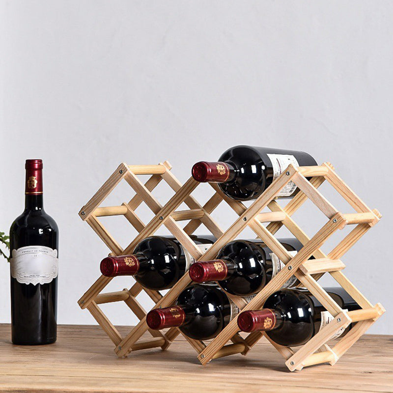 Countertop Modern Bottle Wine Rack Solid Wood Collapsible Bottle Rack Horizontal