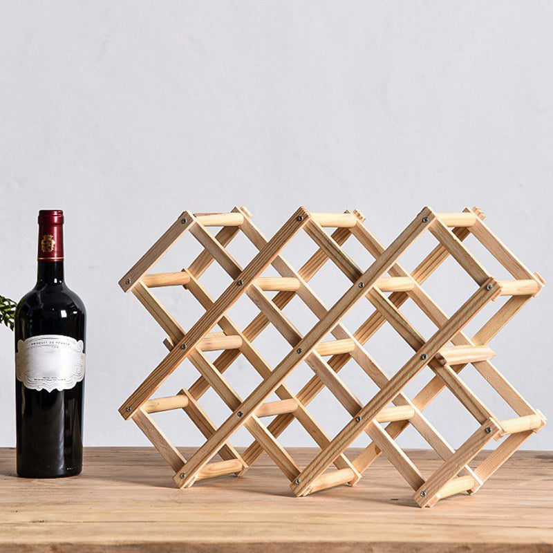 Countertop Modern Bottle Wine Rack Solid Wood Collapsible Bottle Rack Horizontal