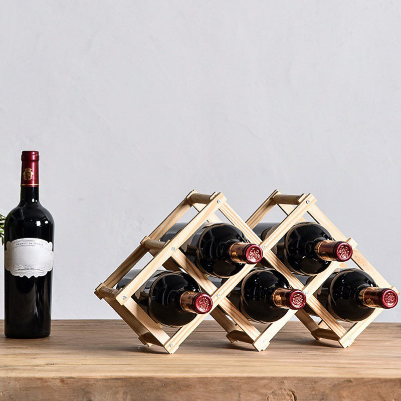 Countertop Modern Bottle Wine Rack Solid Wood Collapsible Bottle Rack Horizontal