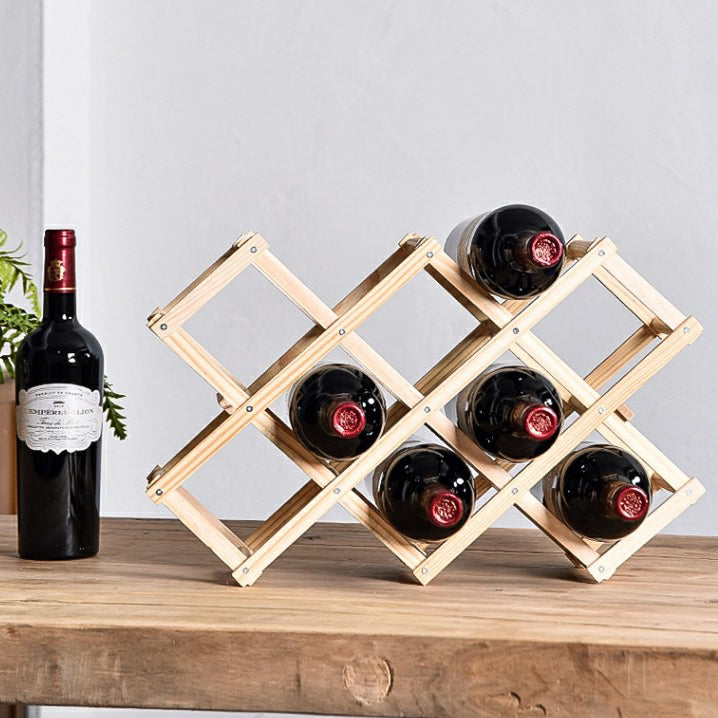 Countertop Modern Bottle Wine Rack Solid Wood Collapsible Bottle Rack Horizontal