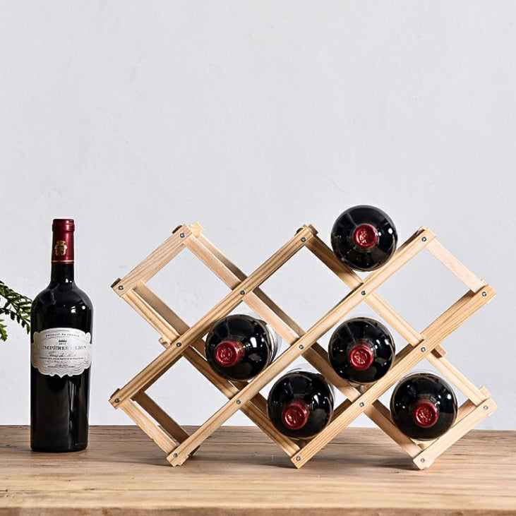 Countertop Modern Bottle Wine Rack Solid Wood Collapsible Bottle Rack Horizontal