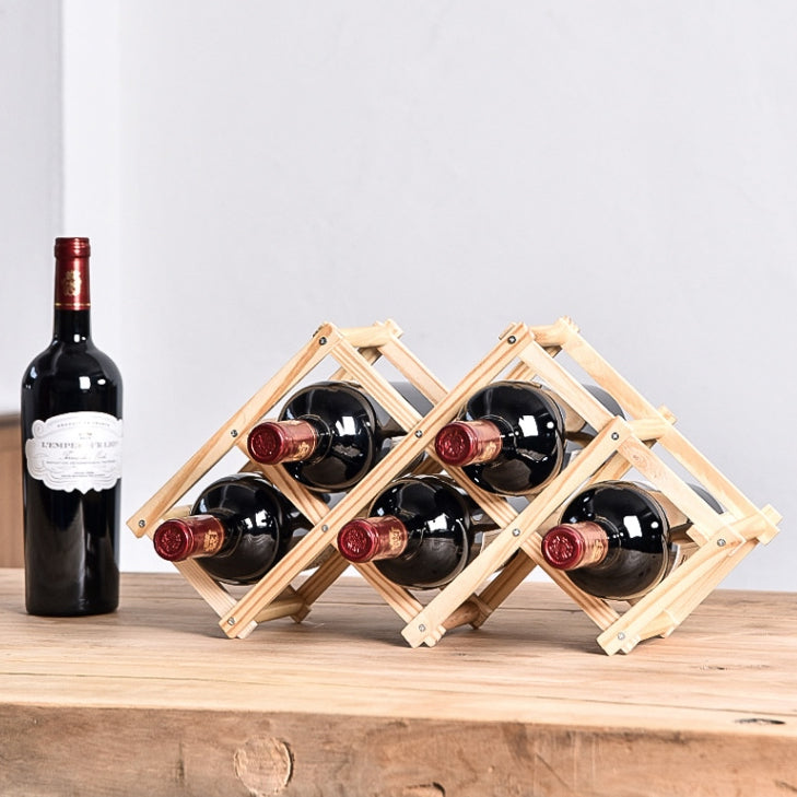 Countertop Modern Bottle Wine Rack Solid Wood Collapsible Bottle Rack Horizontal