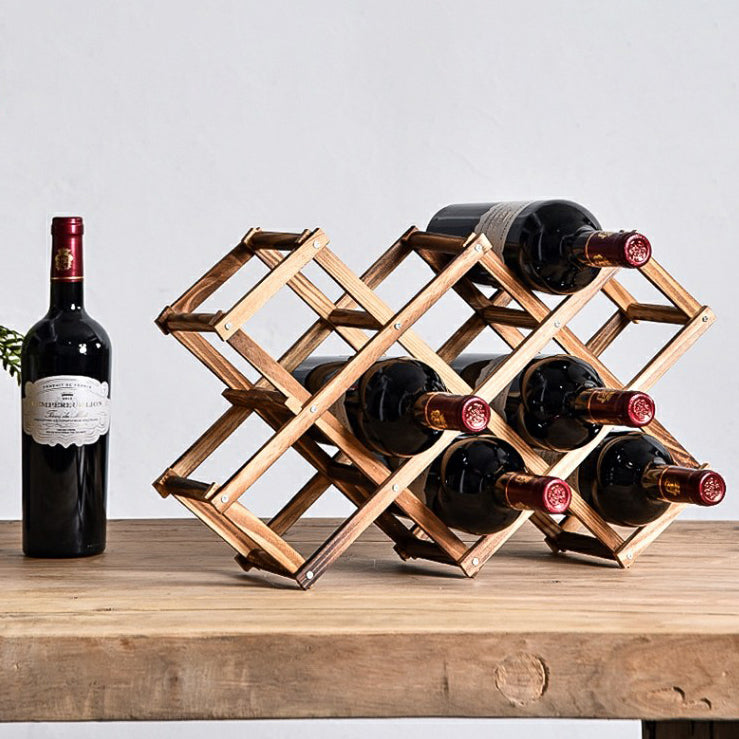 Countertop Modern Bottle Wine Rack Solid Wood Collapsible Bottle Rack Horizontal