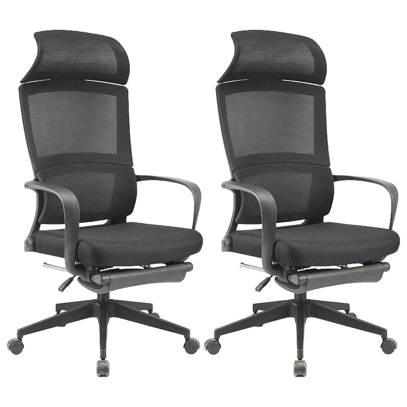 Modern Slide Office Chair Adjustable Seat Height Black Fixed Arms Desk Chair