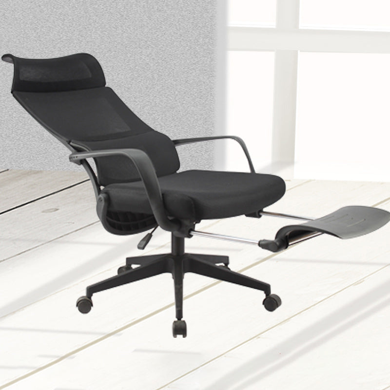 Modern Slide Office Chair Adjustable Seat Height Black Fixed Arms Desk Chair