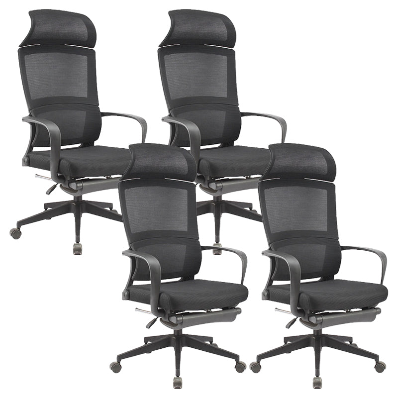 Modern Slide Office Chair Adjustable Seat Height Black Fixed Arms Desk Chair