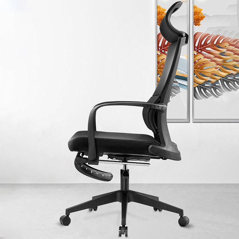 Modern Slide Office Chair Adjustable Seat Height Black Fixed Arms Desk Chair