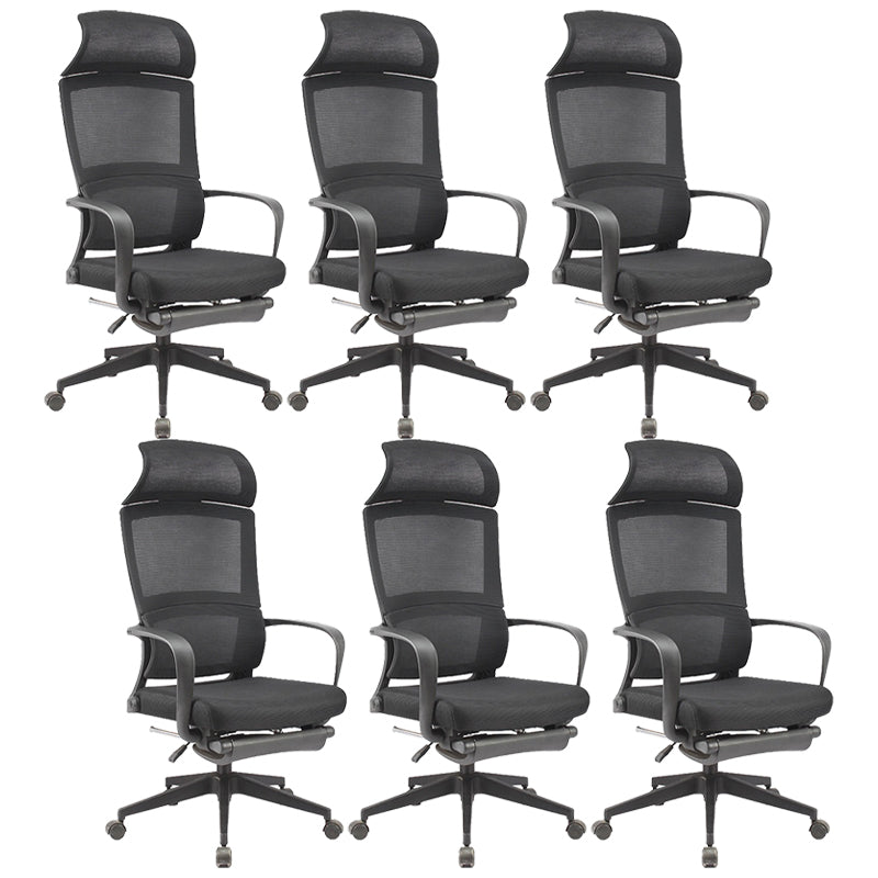 Modern Slide Office Chair Adjustable Seat Height Black Fixed Arms Desk Chair