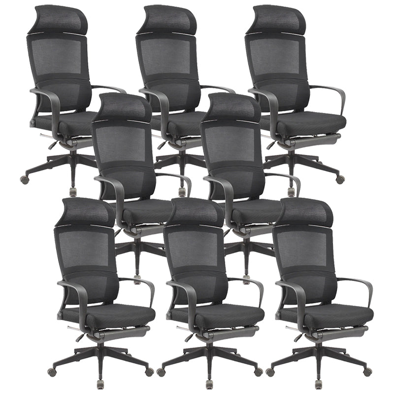 Modern Slide Office Chair Adjustable Seat Height Black Fixed Arms Desk Chair