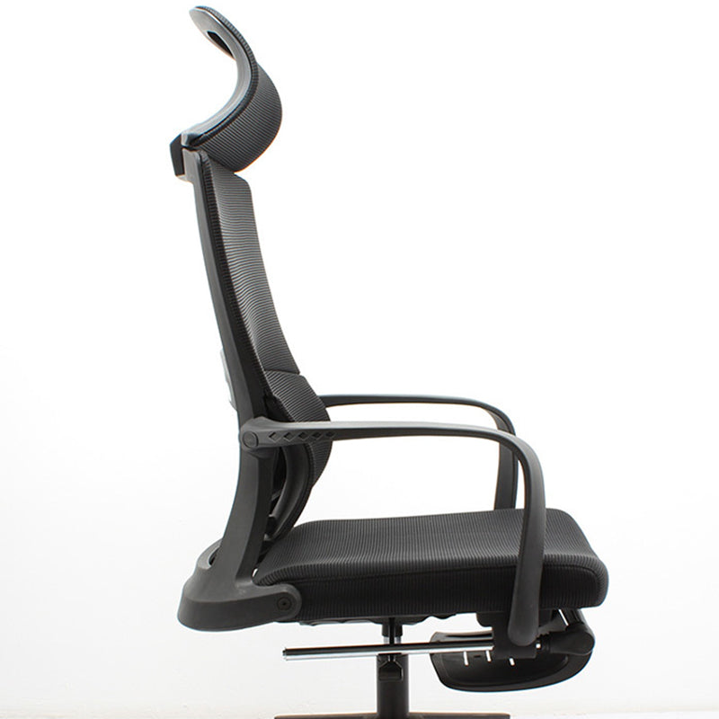 Modern Slide Office Chair Adjustable Seat Height Black Fixed Arms Desk Chair