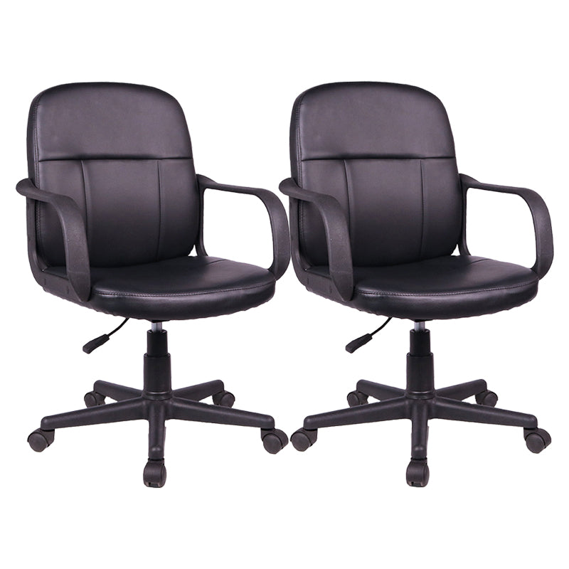 Modern Slide Black Office Chair Adjustable Seat Height Fixed Arms Desk Chair with Wheels