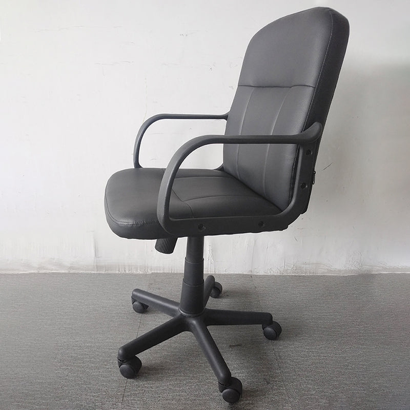 Modern Slide Black Office Chair Adjustable Seat Height Fixed Arms Desk Chair with Wheels