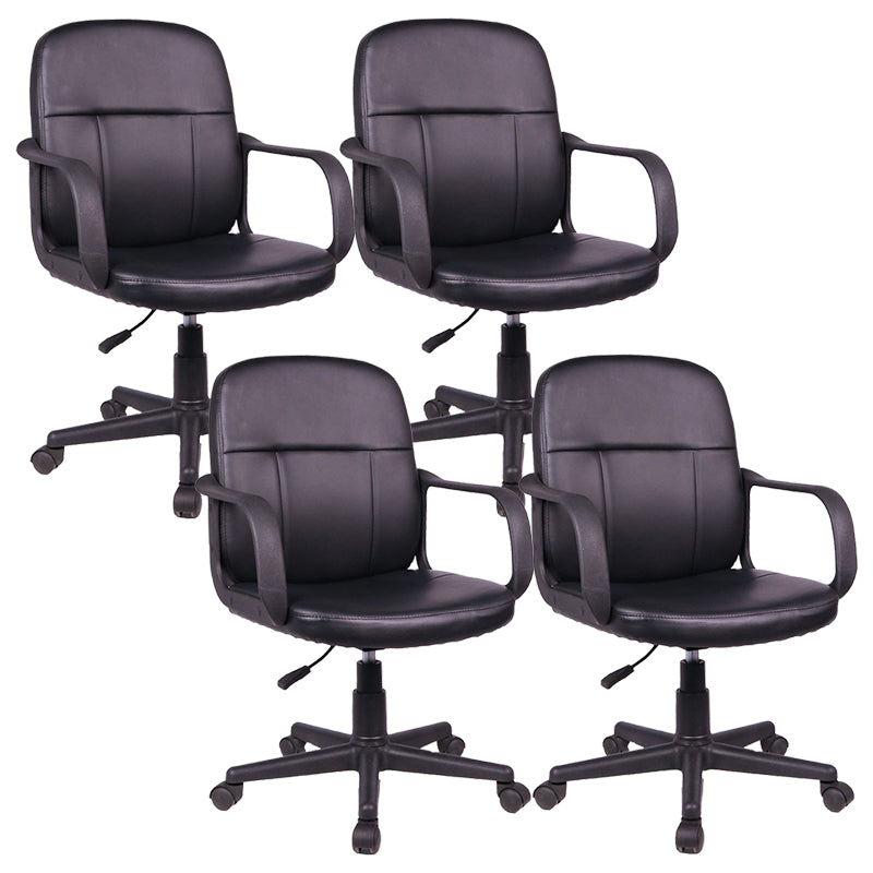 Modern Slide Black Office Chair Adjustable Seat Height Fixed Arms Desk Chair with Wheels