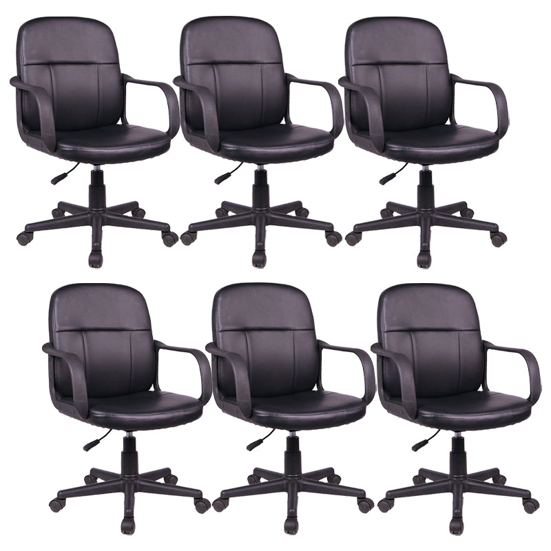 Modern Slide Black Office Chair Adjustable Seat Height Fixed Arms Desk Chair with Wheels