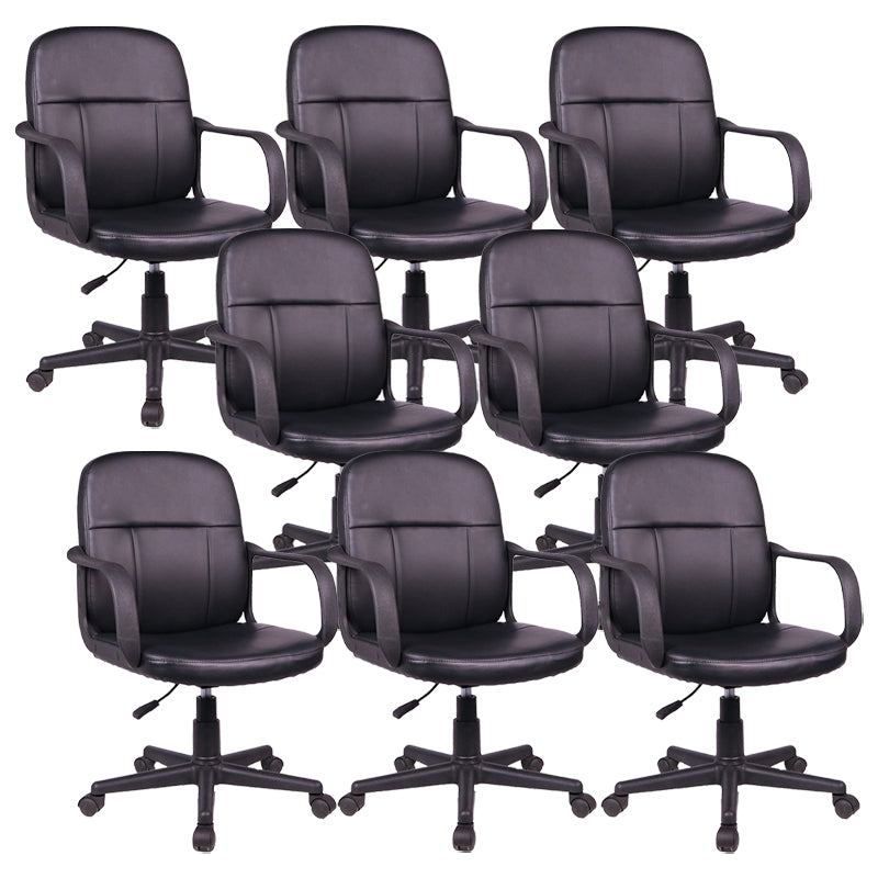 Modern Slide Black Office Chair Adjustable Seat Height Fixed Arms Desk Chair with Wheels