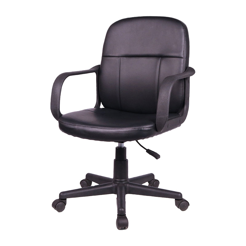 Modern Slide Black Office Chair Adjustable Seat Height Fixed Arms Desk Chair with Wheels