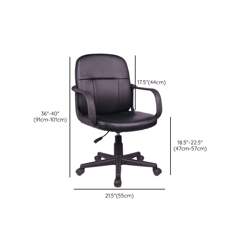 Modern Slide Black Office Chair Adjustable Seat Height Fixed Arms Desk Chair with Wheels