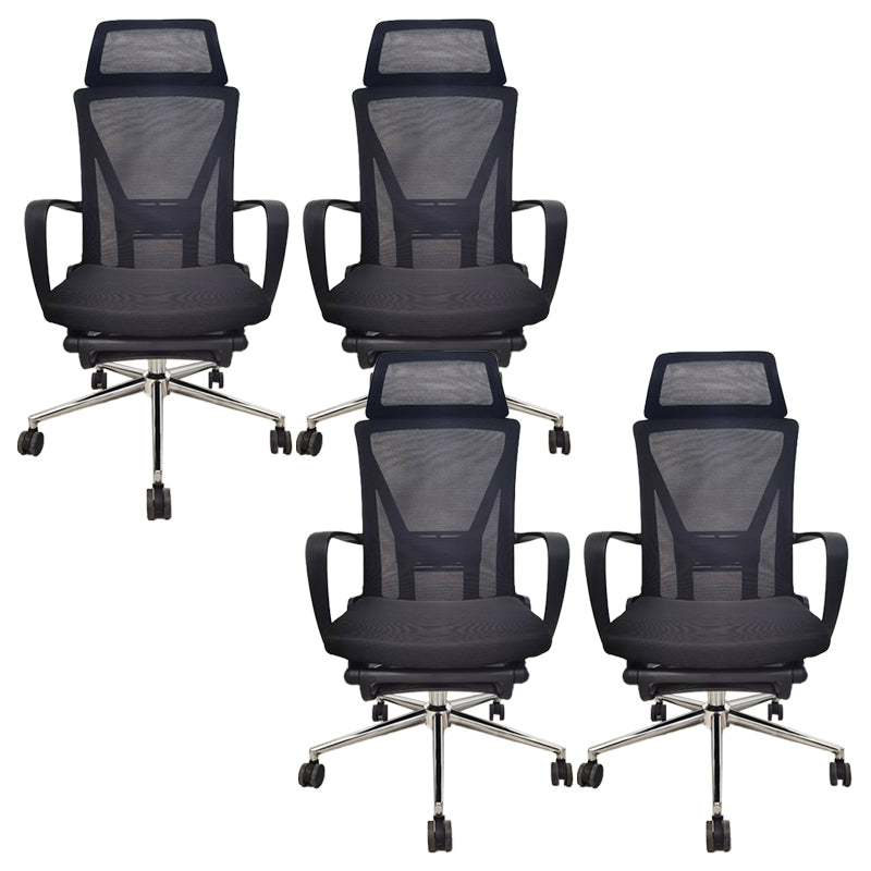 Modern Slide Office Chair Black Adjustable Seat Height Fixed Arms Desk Chair with Wheels