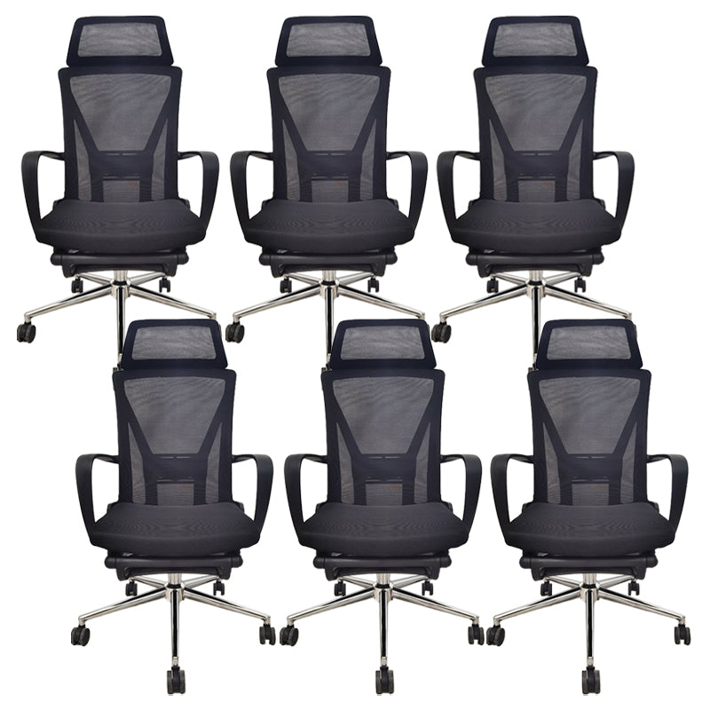 Modern Slide Office Chair Black Adjustable Seat Height Fixed Arms Desk Chair with Wheels