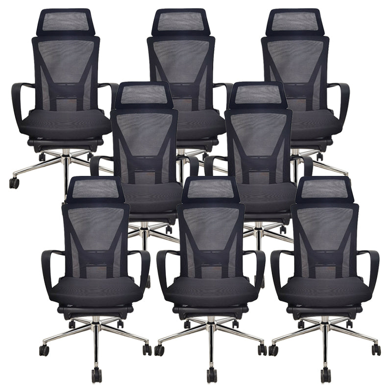 Modern Slide Office Chair Black Adjustable Seat Height Fixed Arms Desk Chair with Wheels