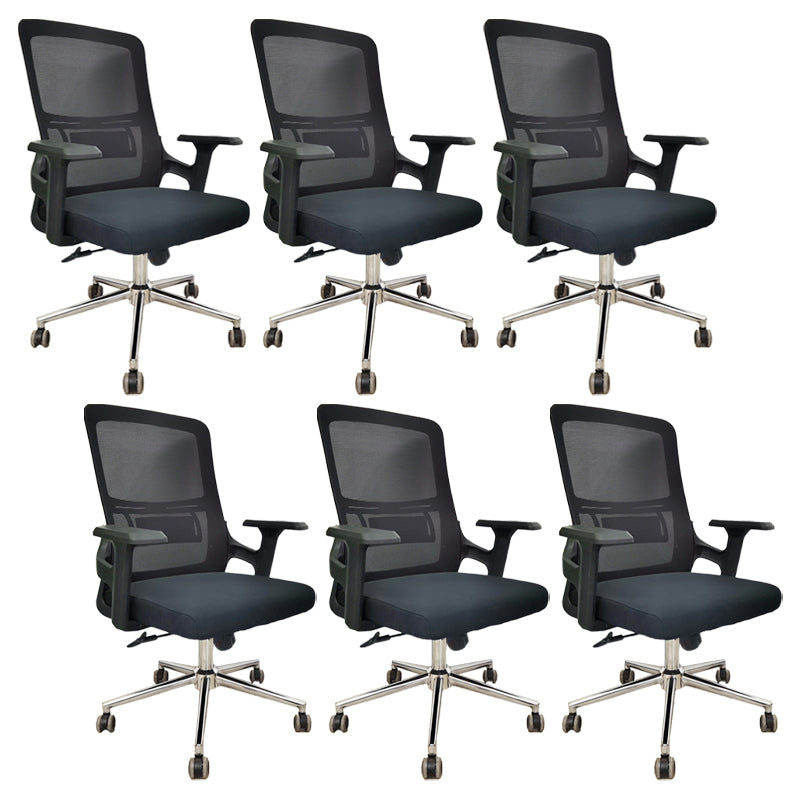 Modern Slide Office Chair Adjustable Seat Height Fixed Arms Desk Chair with Wheels