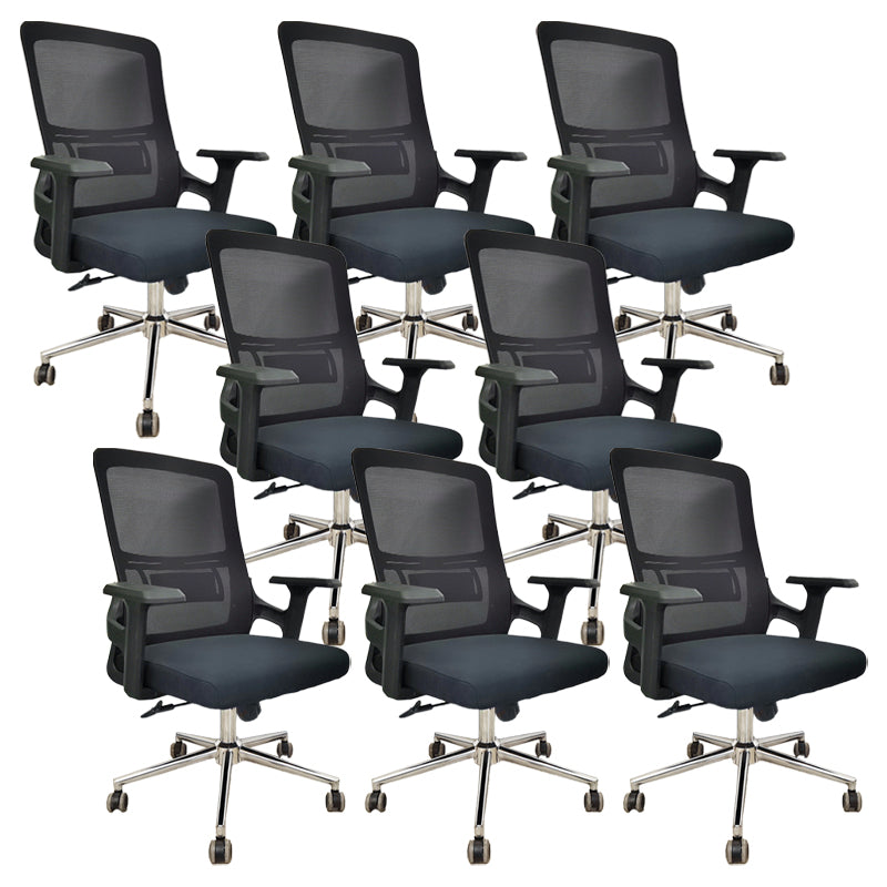 Modern Slide Office Chair Adjustable Seat Height Fixed Arms Desk Chair with Wheels