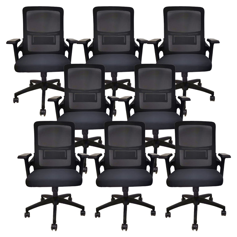 Modern Slide Office Chair Adjustable Seat Height Fixed Arms Desk Chair with Wheels