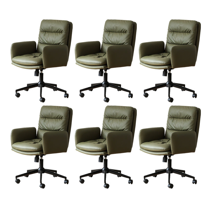 Modern Tufted Swivel Chair Faux Leather Mid-Back Executive Chair