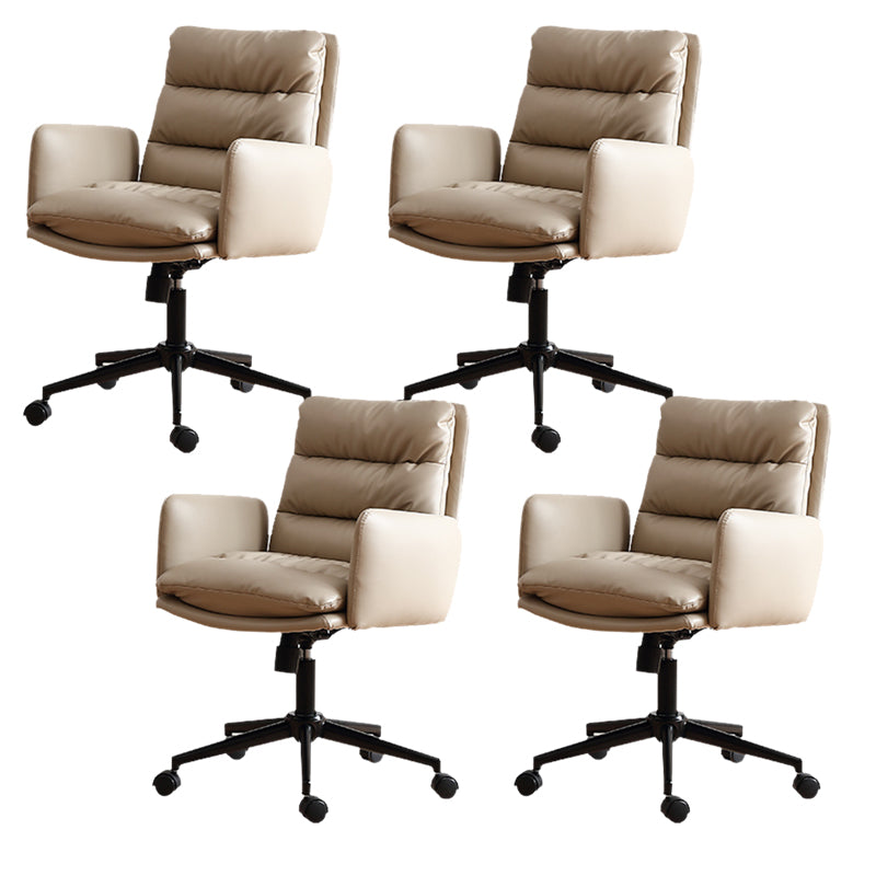 Modern Tufted Swivel Chair Faux Leather Mid-Back Executive Chair