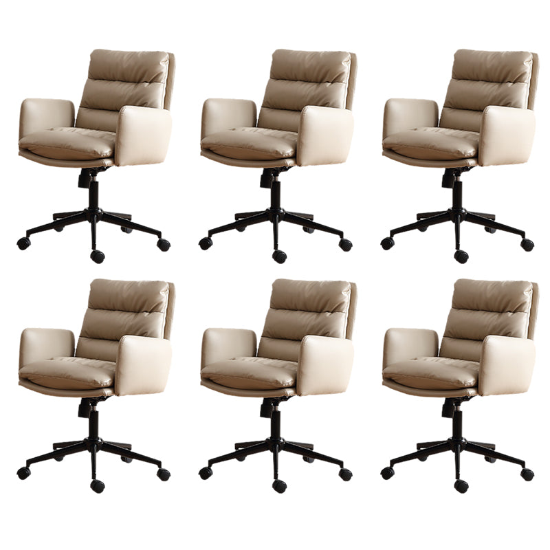 Modern Tufted Swivel Chair Faux Leather Mid-Back Executive Chair