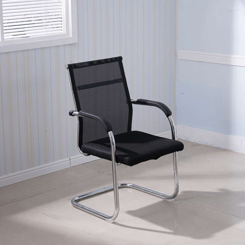 Modern Office Chair Fixed Arms No Wheels Upholstered No Distressing Desk Chair