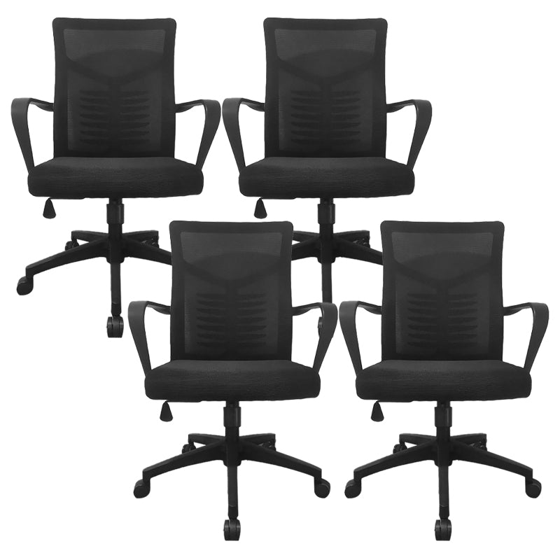 Modern Slide Office Chair Mid Back Fixed Arms Adjustable Seat Desk Chair with Wheels