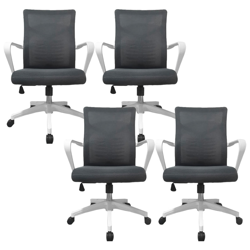 Modern Slide Office Chair Mid Back Fixed Arms Adjustable Seat Desk Chair with Wheels