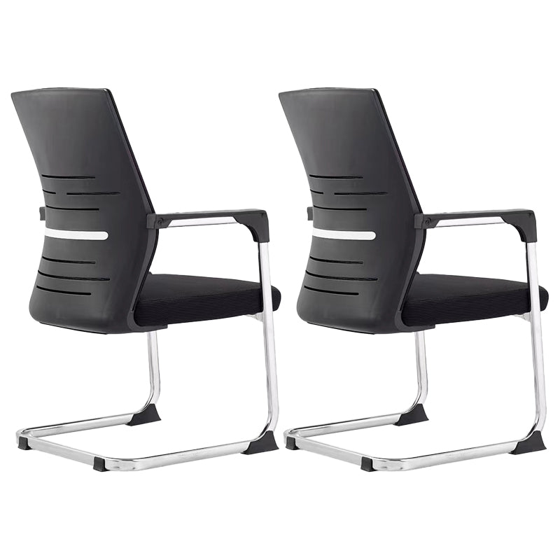 Modern Office Chair No Wheels Fixed Arms Lumbar Support Desk Chair