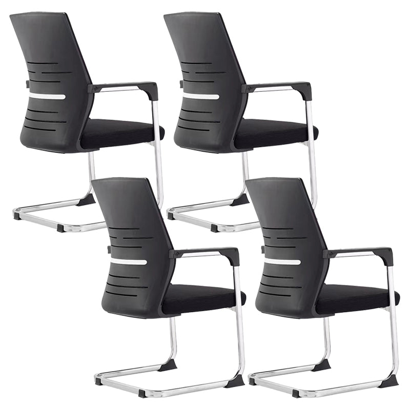 Modern Office Chair No Wheels Fixed Arms Lumbar Support Desk Chair