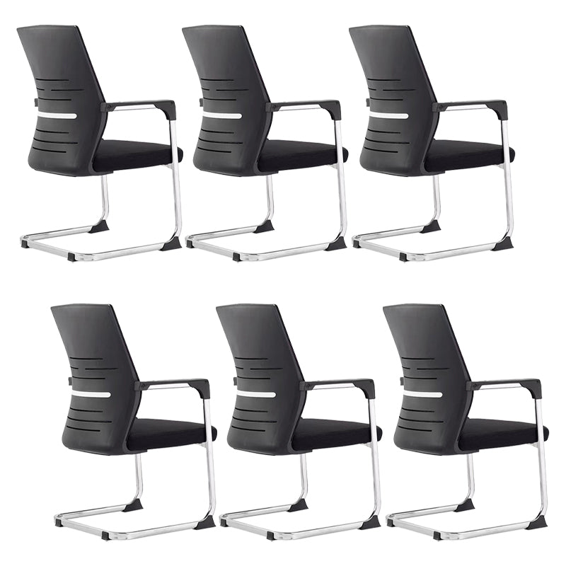 Modern Office Chair No Wheels Fixed Arms Lumbar Support Desk Chair