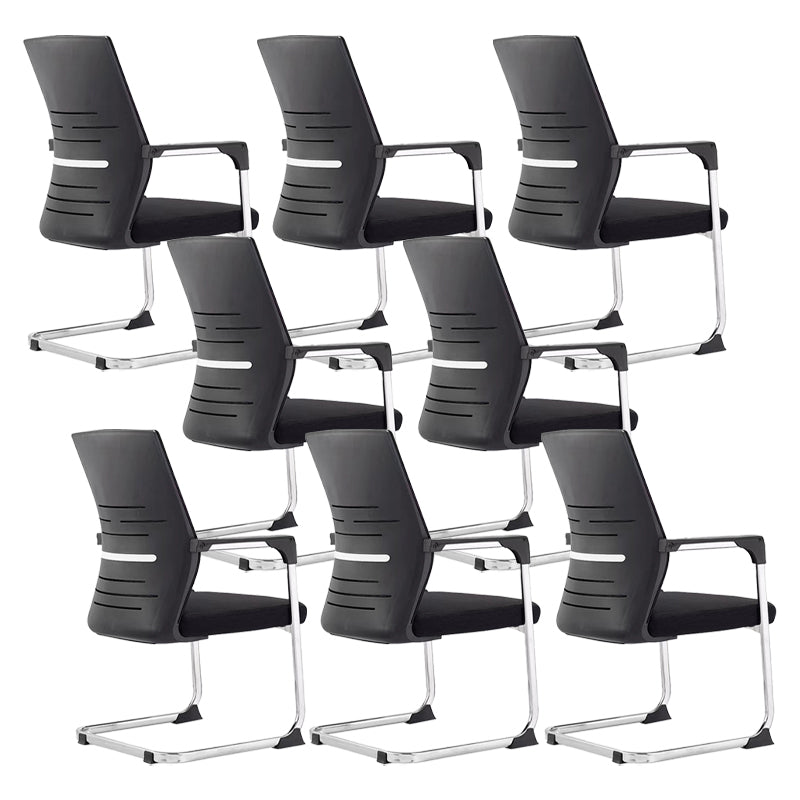 Modern Office Chair No Wheels Fixed Arms Lumbar Support Desk Chair