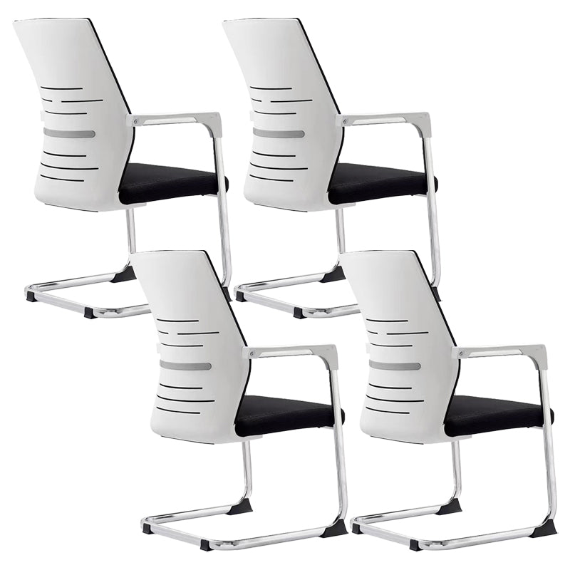 Modern Office Chair No Wheels Fixed Arms Lumbar Support Desk Chair