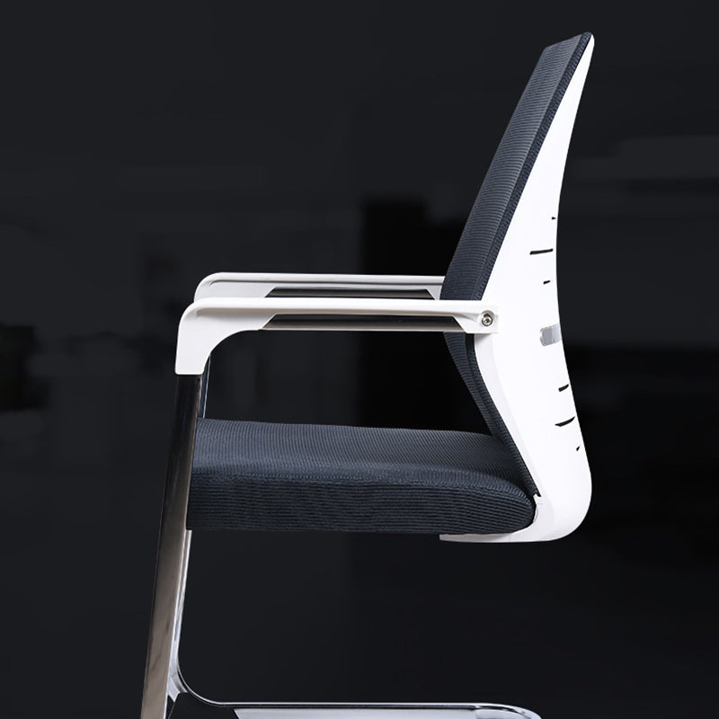 Modern Office Chair No Wheels Fixed Arms Lumbar Support Desk Chair