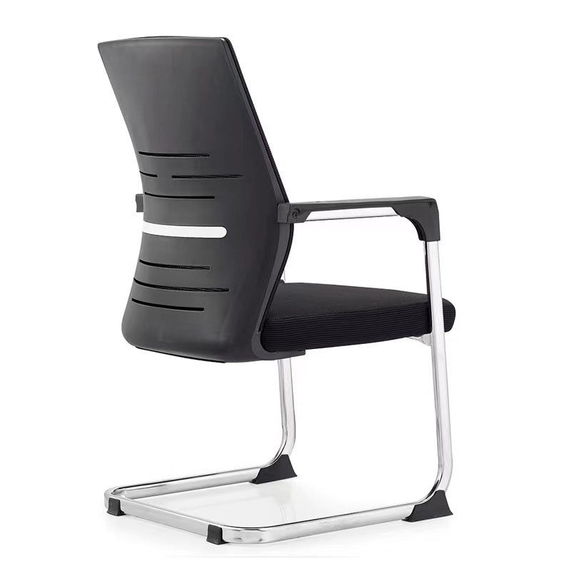 Modern Office Chair No Wheels Fixed Arms Lumbar Support Desk Chair