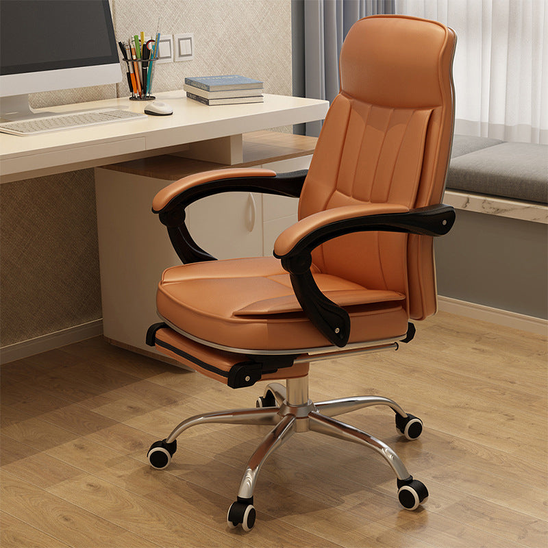 Modern Pillow Included Chair High-Back Leather Desk Chair with Wheels