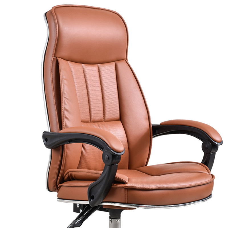 Modern Pillow Included Chair High-Back Leather Desk Chair with Wheels