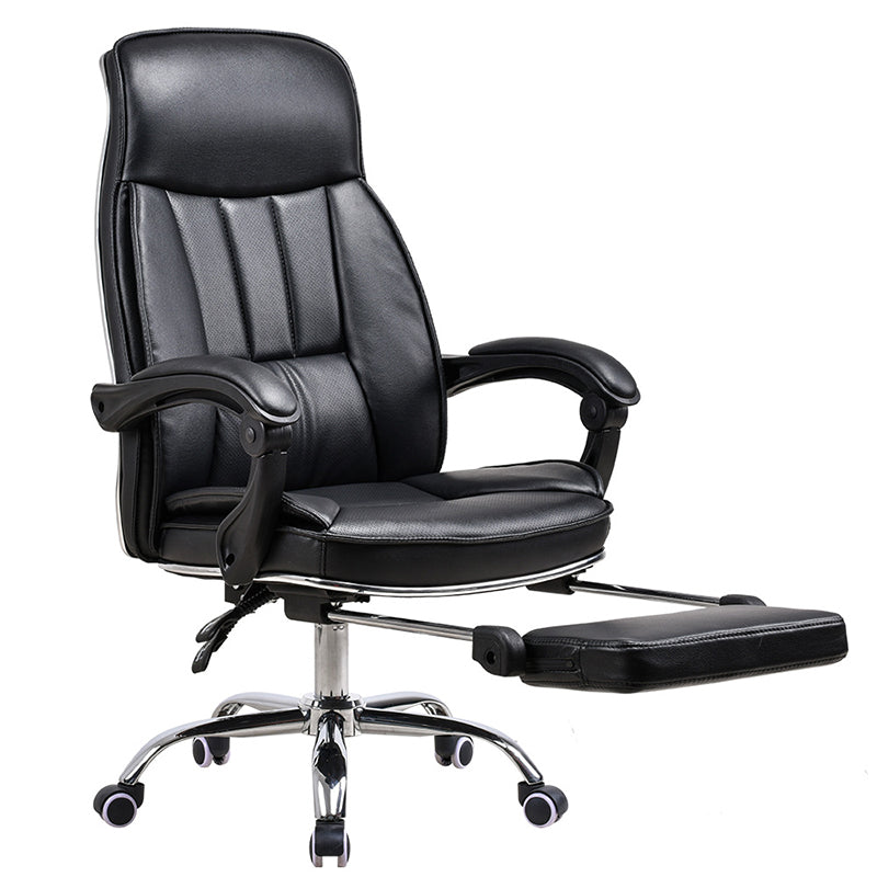 Modern Pillow Included Chair High-Back Leather Desk Chair with Wheels