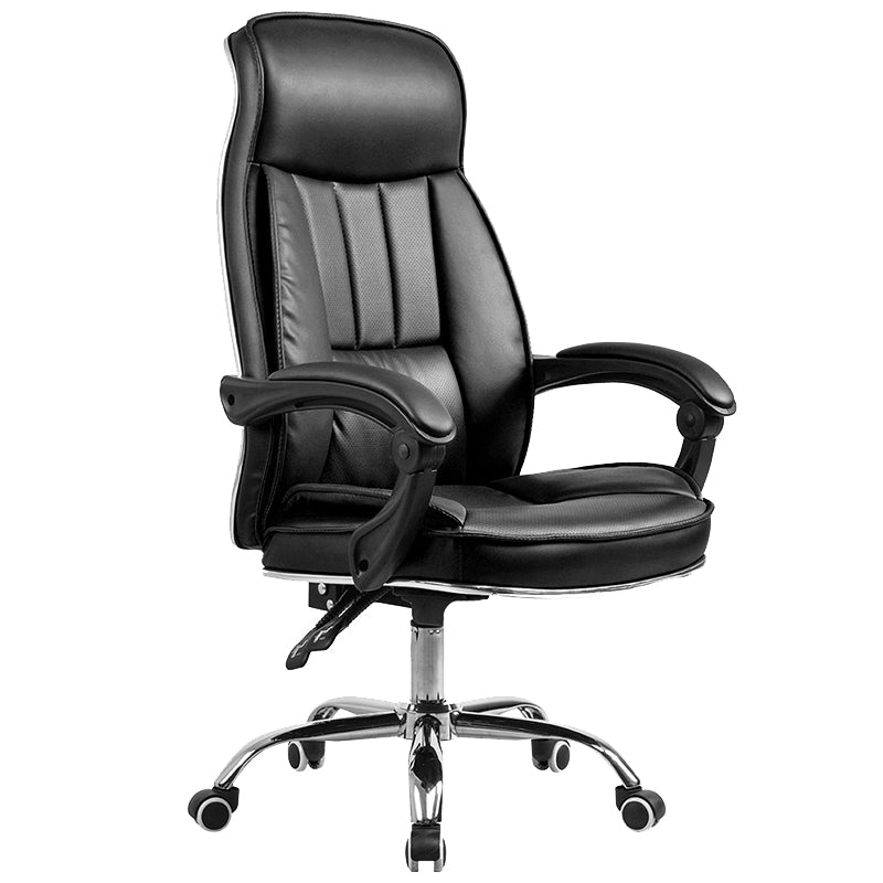 Modern Pillow Included Chair High-Back Leather Desk Chair with Wheels